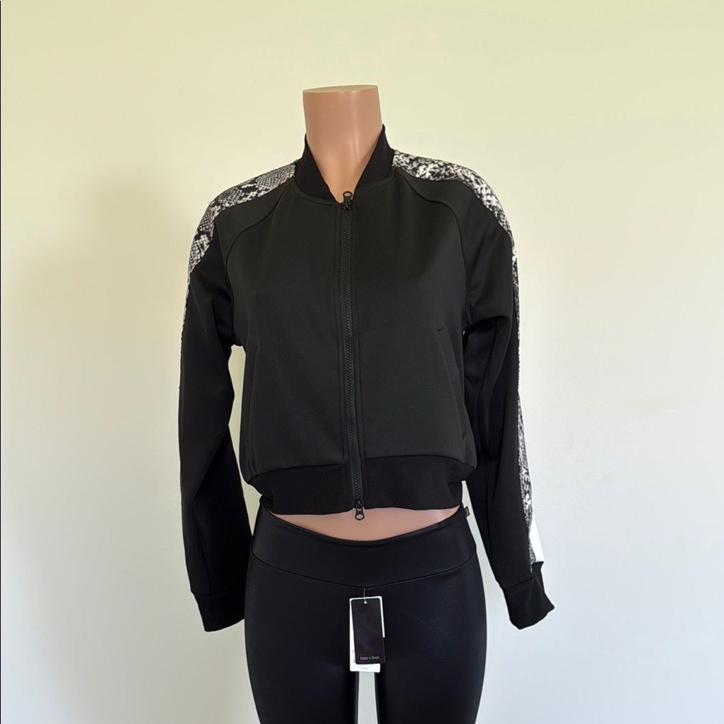 Pam & Gela Black Bomber Jacket With Gray Accents